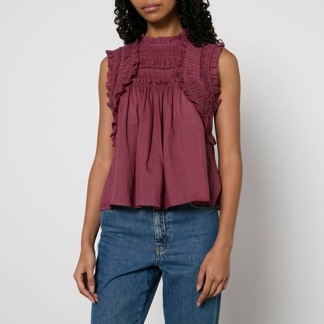 Sea New York Cole Ruffled Ramie Blouse - L - Red