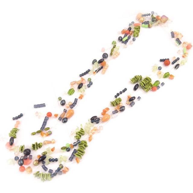 Les Trésors De Lily [C8489] - Designer Long Necklace 'Les Romantiques' Green Orange green