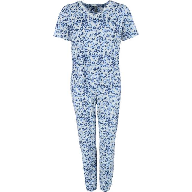 PJ Couture Women's V-Neck Short Sleeve Jogger Set - Blue Xlarge (Xlarge)