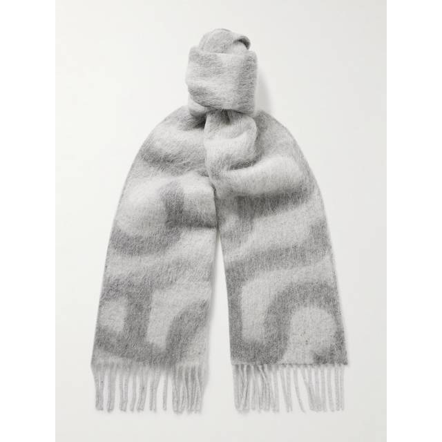 Acne Studios - Vandy Fringed Two-Tone Jacquard Scarf - Men - Gray