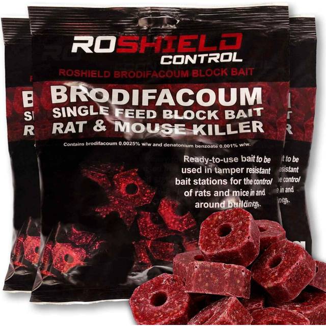 (1.2kg) Roshield Brodifacoum Rat & Mouse Killer Wax Bait Blocks