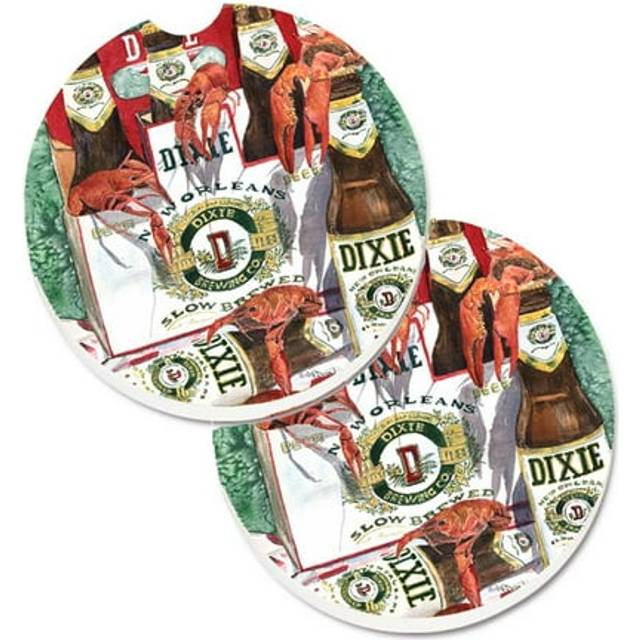 Dixie Beer & Crawfish New Orleans Set of 2 Cup Holder Car Coaster