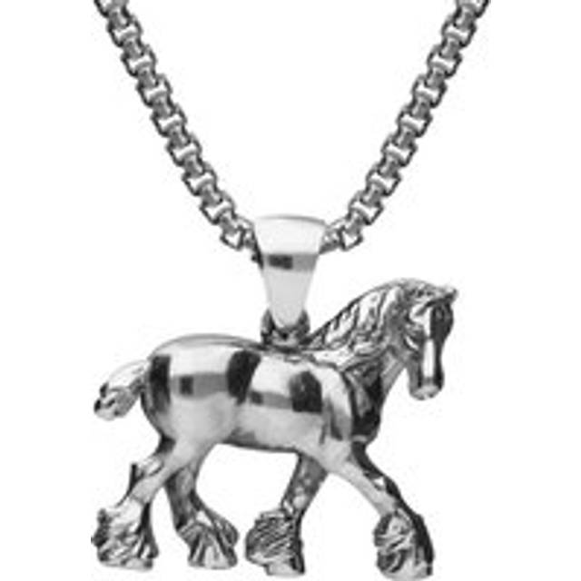Sterling Silver Small Shire Horse Necklace - Option1 Value Silver