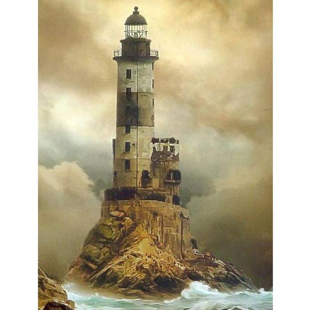 Full Drill Diamond Painting Lighthouse Cross Stitch Scenery Diamond Embroidery Diamond Painting 20X30CM