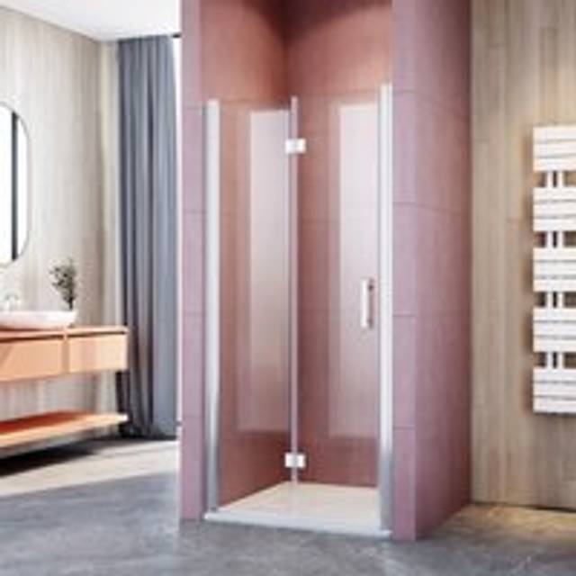 900mm Bi-Fold Walkin Shower Door 6mm Safety Tempered Glass Bath Screen Folding Wet Room Shower Enclosure - Elegant