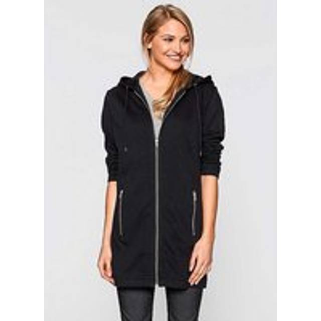 bonprix Longline Zip Hoodie - Black