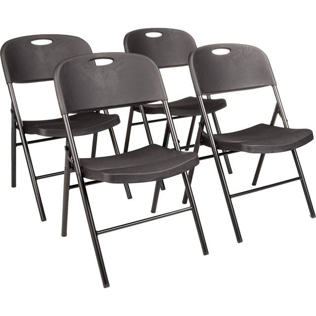 Amazon basics folding plastic chair, 157.5 kg capacity, black, 4-pack, black