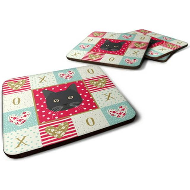 """""Caroline's Treasures CK5099FC Chantilly Tiffany Cat Love Foam Set of 4 coasters  Multicolor"""""