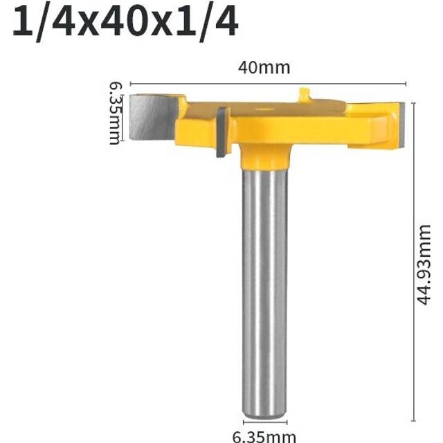 (6.35X40X6.35mm) 1Pcs 1/4&quot; Shank 4 Edge T Type Slotting Cutter Router Bit for Wood Milling Cutter Woodworking Tool