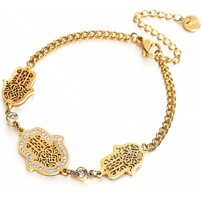 1 st Guldfärg Palm Charm Armband För Kvinnor Tonåring Flickor Sommar Elegant Armband i rostfritt stål Daglig Fest Smycken Mors Dag Presenter - Gult guld (En-Storlek)