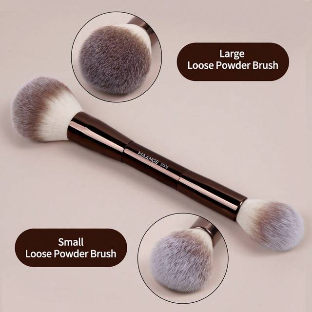 MAANGE 1pc Professional Dual-Head Facial Makeup Brush Set,Powder Brush,Blush Brush,Makeup Tools With Soft Fiber For Easy Carrying,Brush For Travel