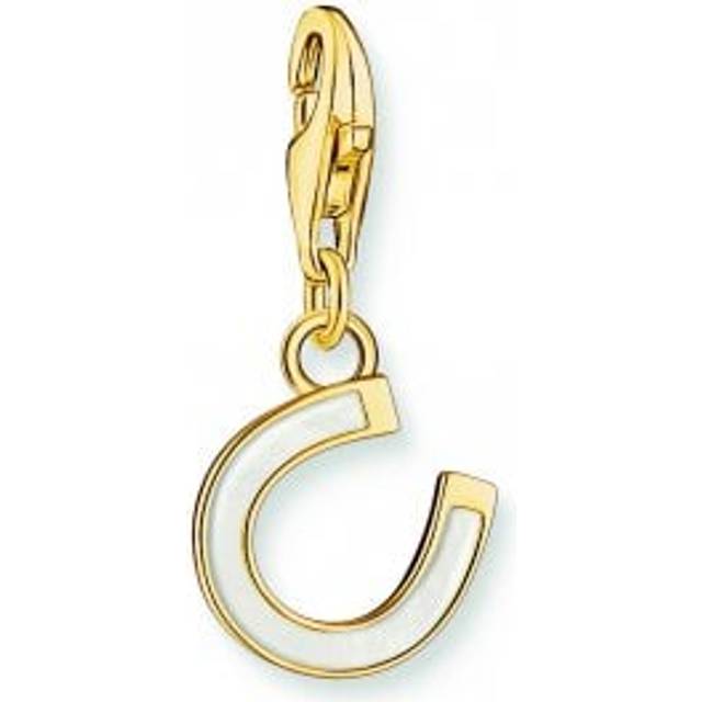 Thomas Sabo Charm pendant horseshoe with white cold enamel yellow-gold plated white 2018-427-14 - yellow gold-coloured/white - one size