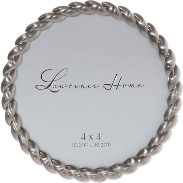 Lawrence Frames 4x4 Round Brushed Nickel Metal Picture Frame with Rope Design