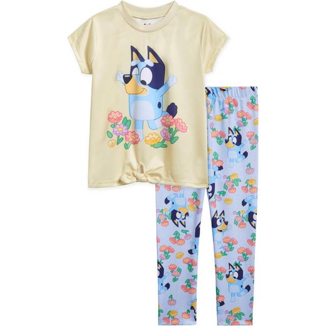 Bluey Floral Toddler Girls T-Shirt and Leggings Outfit Set Yellow/Blue