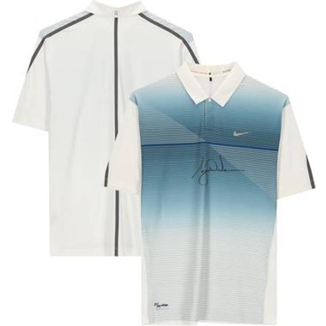 Tiger Woods Autographed White Metallic Nike Polo - Upper Deck