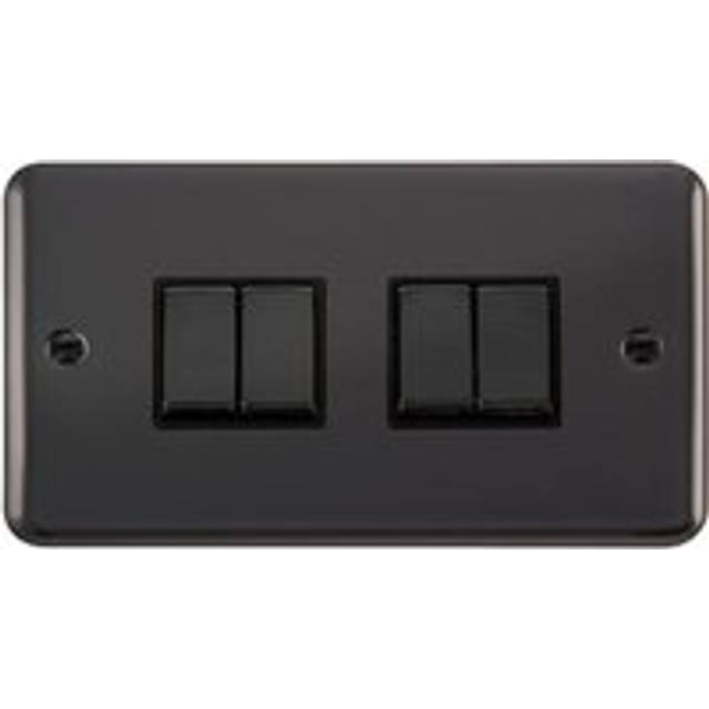 Curved Black Nickel 10A 4 Gang 2 Way Ingot Light Switch - Black Trim Se Home