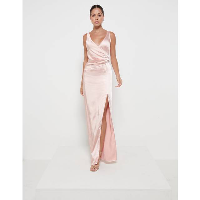 Esmee Wrap Maxi Bridesmaid Dress - Matte True Blush, 16