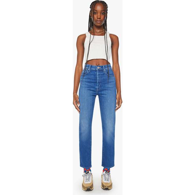 MOTHER High-Waist Hiker Hover Across The Finnish Line Slim Straight Leg Jean