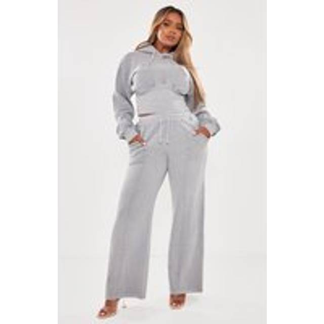 Shape Light Grey Sweat Seam Detail Wide Leg Joggers, Grey - 14