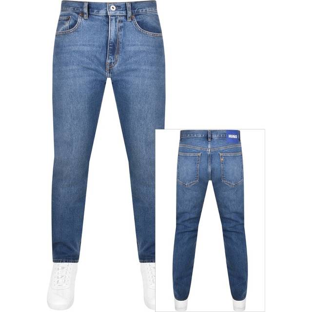 HUGO Blue Slim Fit Ash Jeans Mid Wash Blue