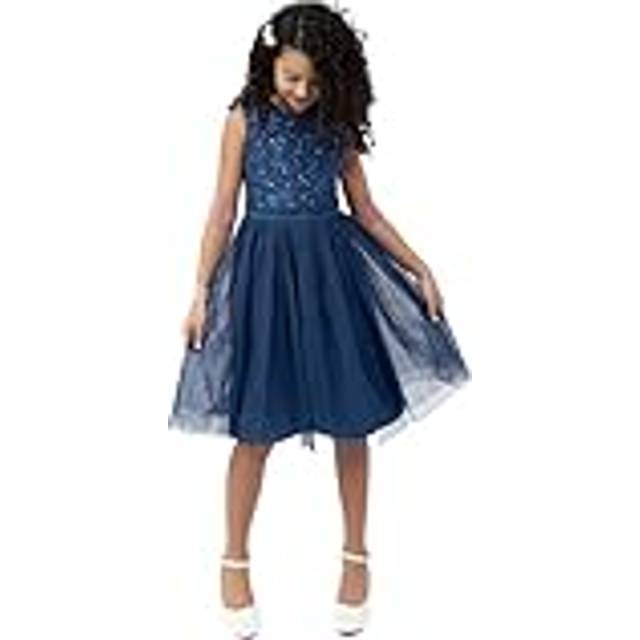 Maya Deluxe Kids' Sequin Sleeveless Midi Dress