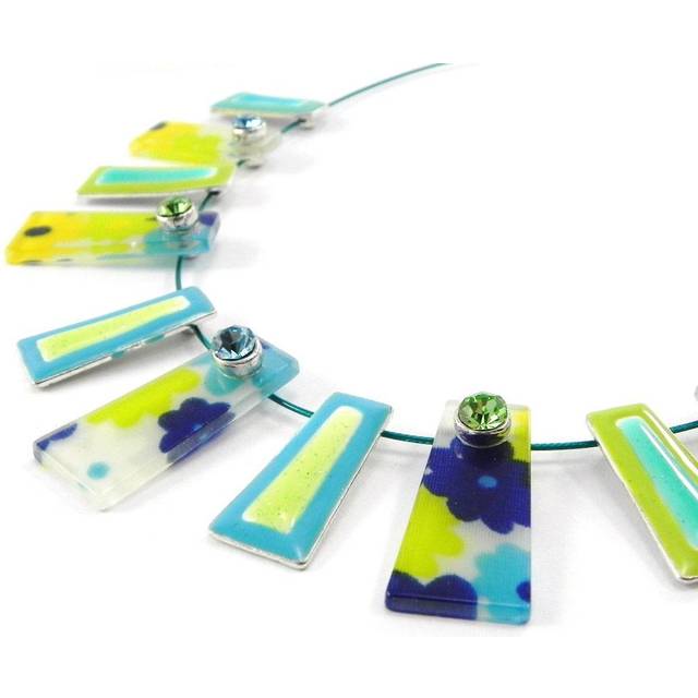 NOA [I5349] - Blue Green 'Liberty' Designer Necklace