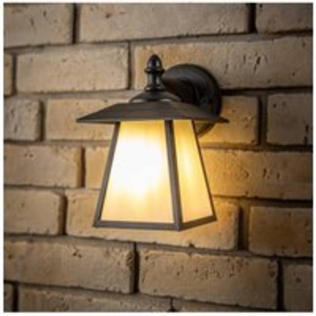 CGC Black Outdoor Wall Light Vintage Opal Diffuser