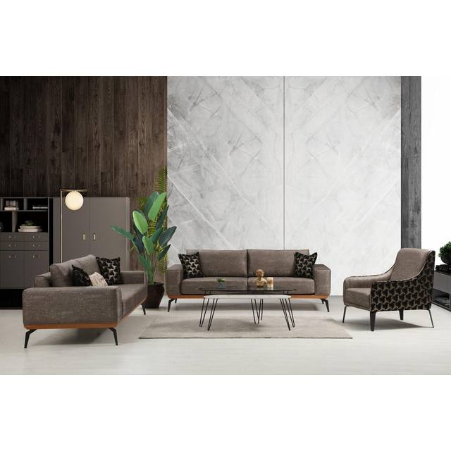 Complete living room sofa set 2 x 3 seater sofas fabric armchairs 3 pieces