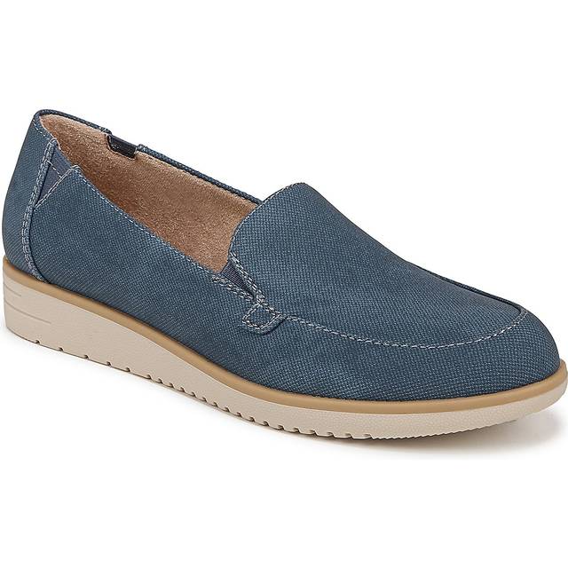 Soul Idea Moc Loafer Wedges, Indigo Faux Leather, 7.5W Slip-On, Round Toe