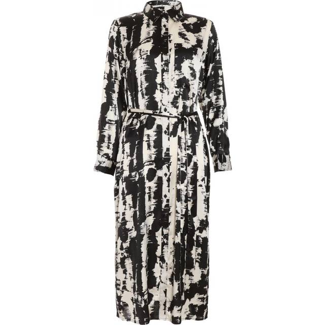 Quiz Womens Black Satin Marble Print Shirt Dress - Multicolour - Size 8 UK