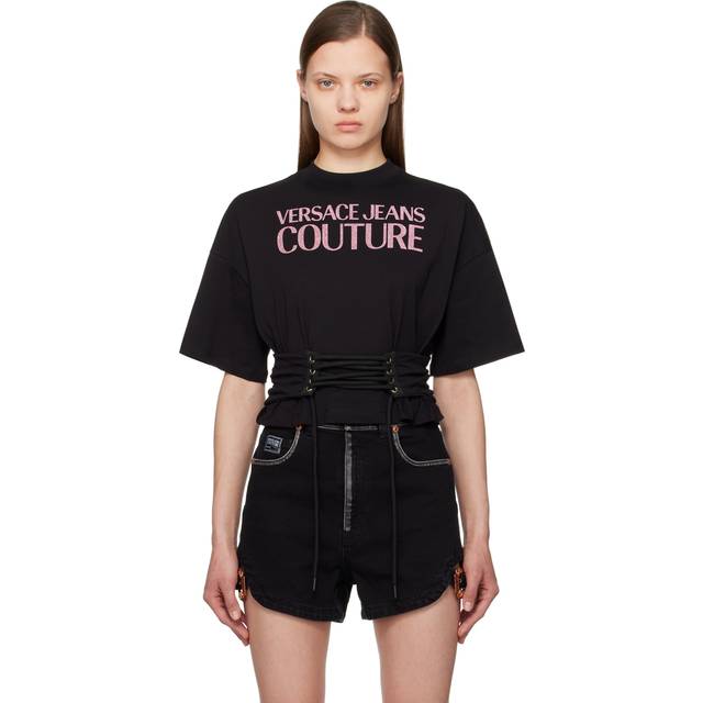Versace Jeans Couture Black Lace-Up T-Shirt - E899 Black - XXS