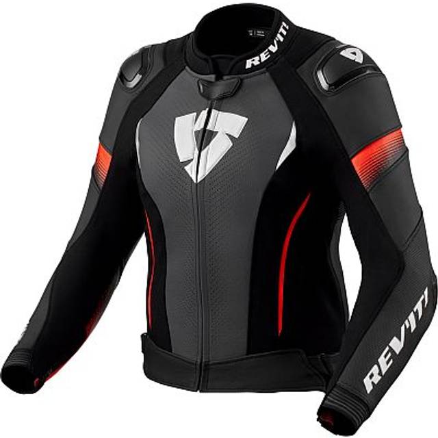 Revit Xena 4 Pro, leather jacket women , color: Black/Neon-Red , size: 44