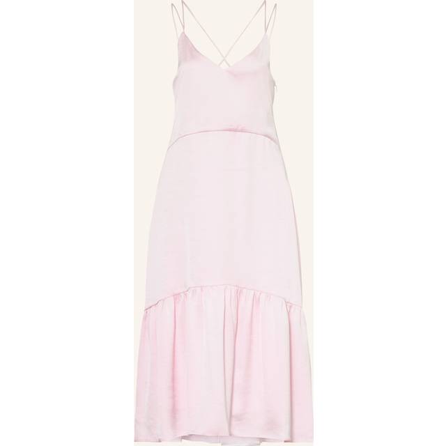 Claudie Pierlot Womens Roses Roya Ruffled Satin Midi Dress 10 - ROSES