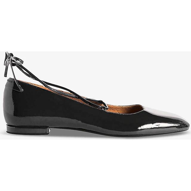 Claudie Pierlot Womens Noir / Gris Augustin Pointed-toe Leather Ballet Flats Eur 39 6 Uk Women
