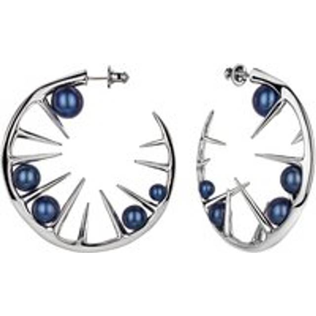 Shaun Leane Blackthorn Sterling Silver Black Pearl Hoop Earrings - Silver