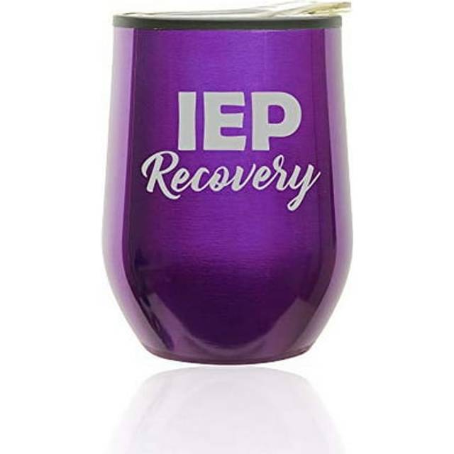 Stemless Wine Tumbler Coffee Travel Mug Glass With Lid IEP Recovery Special Education Teacher (Royal Purple)