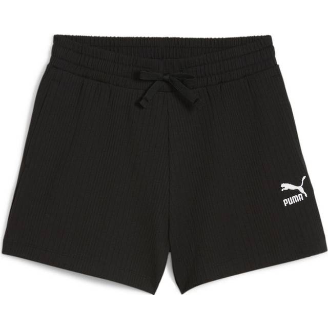 Puma Women's Classics Ribbed A-line Shorts - Black, Black, Size Xl, Women - XL