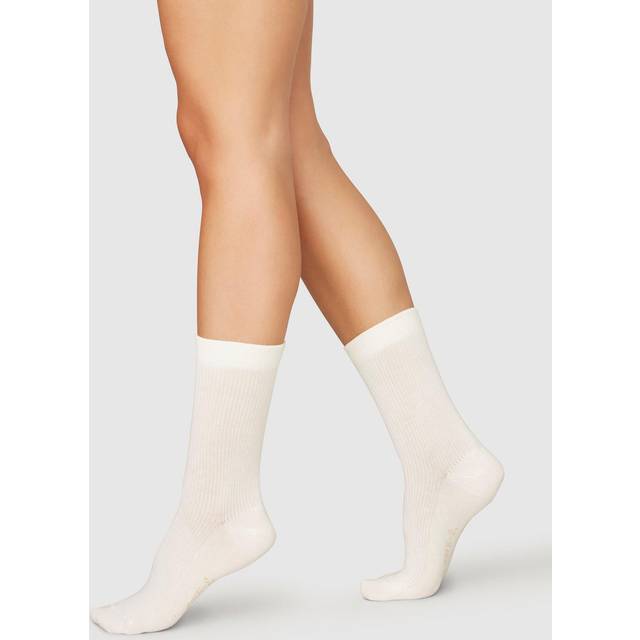 SWEDISH STOCKINGS My Organic Cotton Rib |Vit |39-41