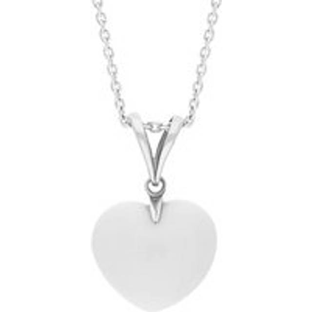 Sterling Silver Bauxite Medium Carved Heart Split Bail Necklace - Silver