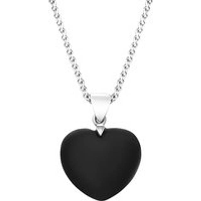 Sterling Silver Whitby Jet Chunky Bail Heart Necklace