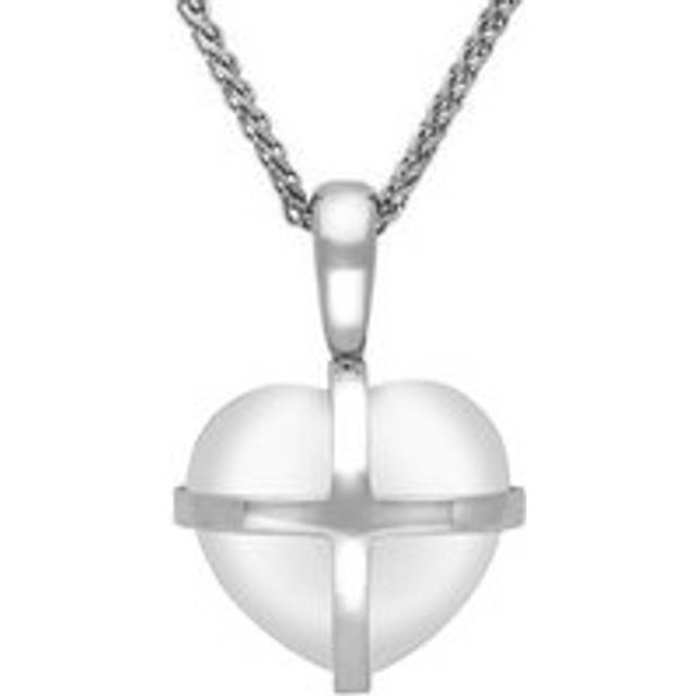 Sterling Silver Bauxite Small Cross Heart Necklace - Silver