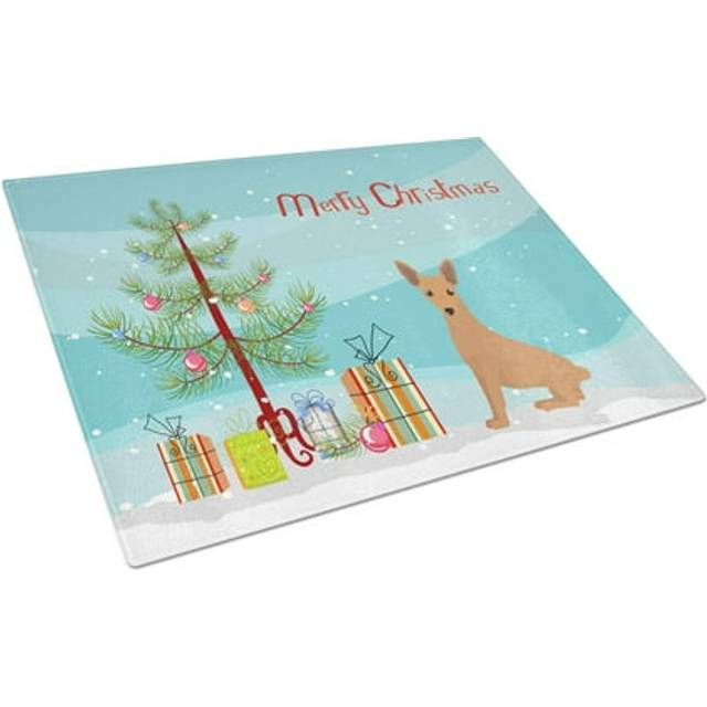 Caroline's Treasures CK3503LCB Miniature Pinscher Christmas Tree Glass Cutting Board Large Decorative Tempered Glass Kitchen Cutting and Serving Board