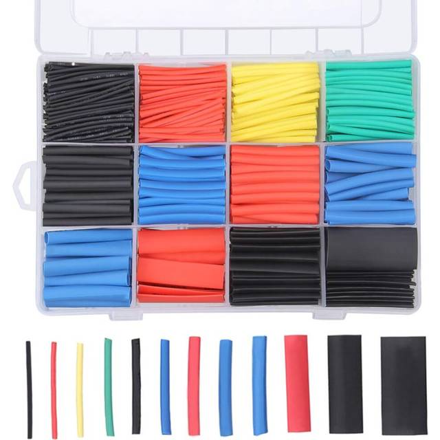 750Pcs Heat Shrink Tubing, Electrical Insulated Heat Shrink Tubing, 2:1 Shrink Ratio, 5 Colors, 12 Sizes