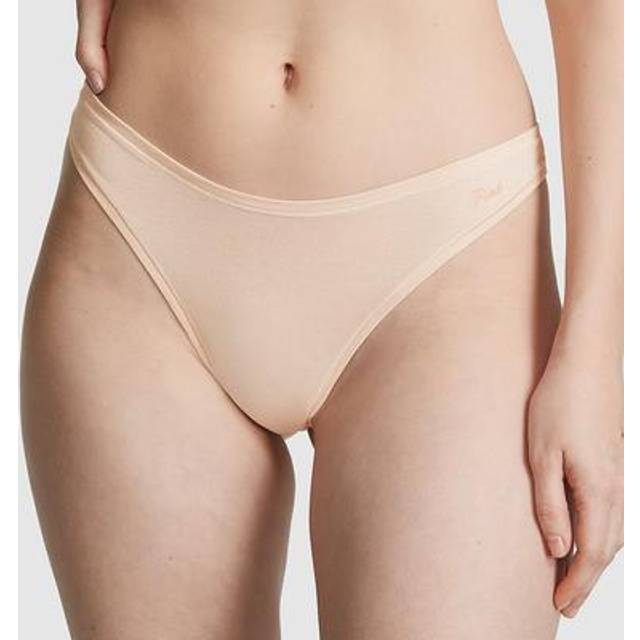 Victorias Secret PINK Marzipan Nude Thong Cotton Knickers - marzipan nude - X-LARGE