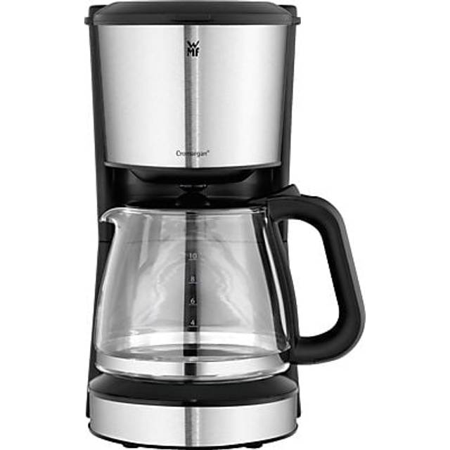WMF Bueno Filterkaffebryggare med glaskanna, filterkaffe, 10 koppar, start/stoppknapp, droppstopp, vridfilter, automatisk avstängning, varmhållningsplatta, 1000 W
