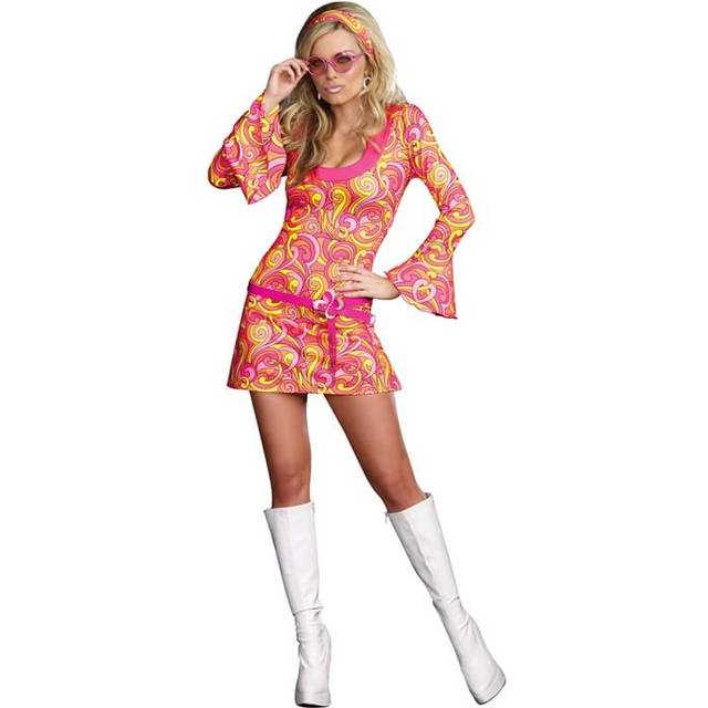 Women's Groovy Go Go Dancer Costume | 60's Costumes - Orange&#47;Pink&#47;Yellow (3X)