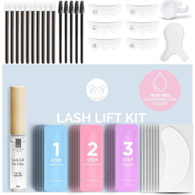 CLIONE PRIME Lash Lift Kit – ögonbrynslaminering 5 applikationskit hem och professionell användning tillverkad i Korea