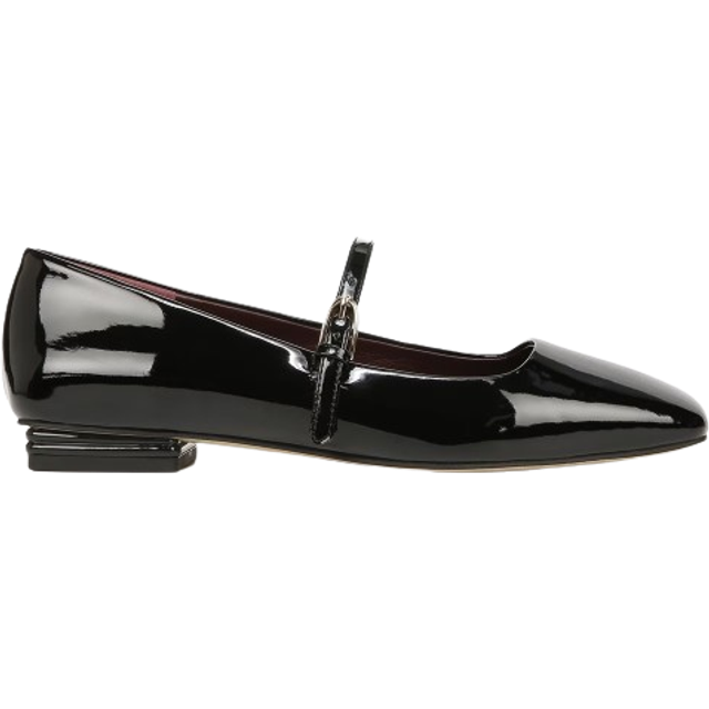 Franco Sarto Franco Tinsley Mary Jane Flat Shoes (Black Faux Leather) 8.5 W Square Toe, Buckle Closure