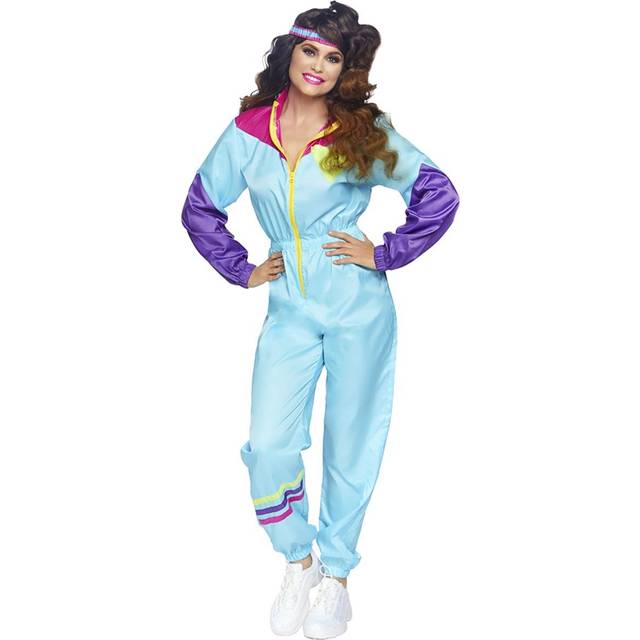 80s Ski Suit Womens Costume - Blue&#47;Pink&#47;Purple (S/M)