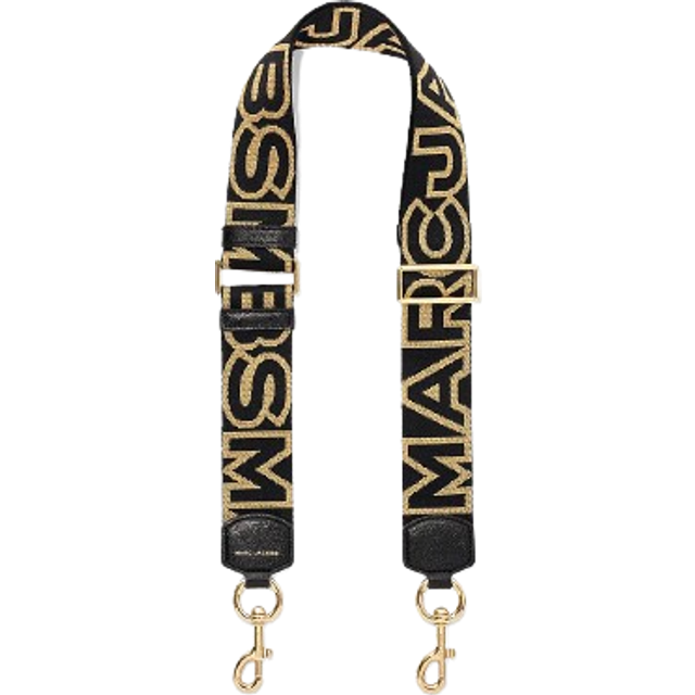 MARC JACOBS Marc Jacobs The Outline Logo Webbing Strap in Black/Gold